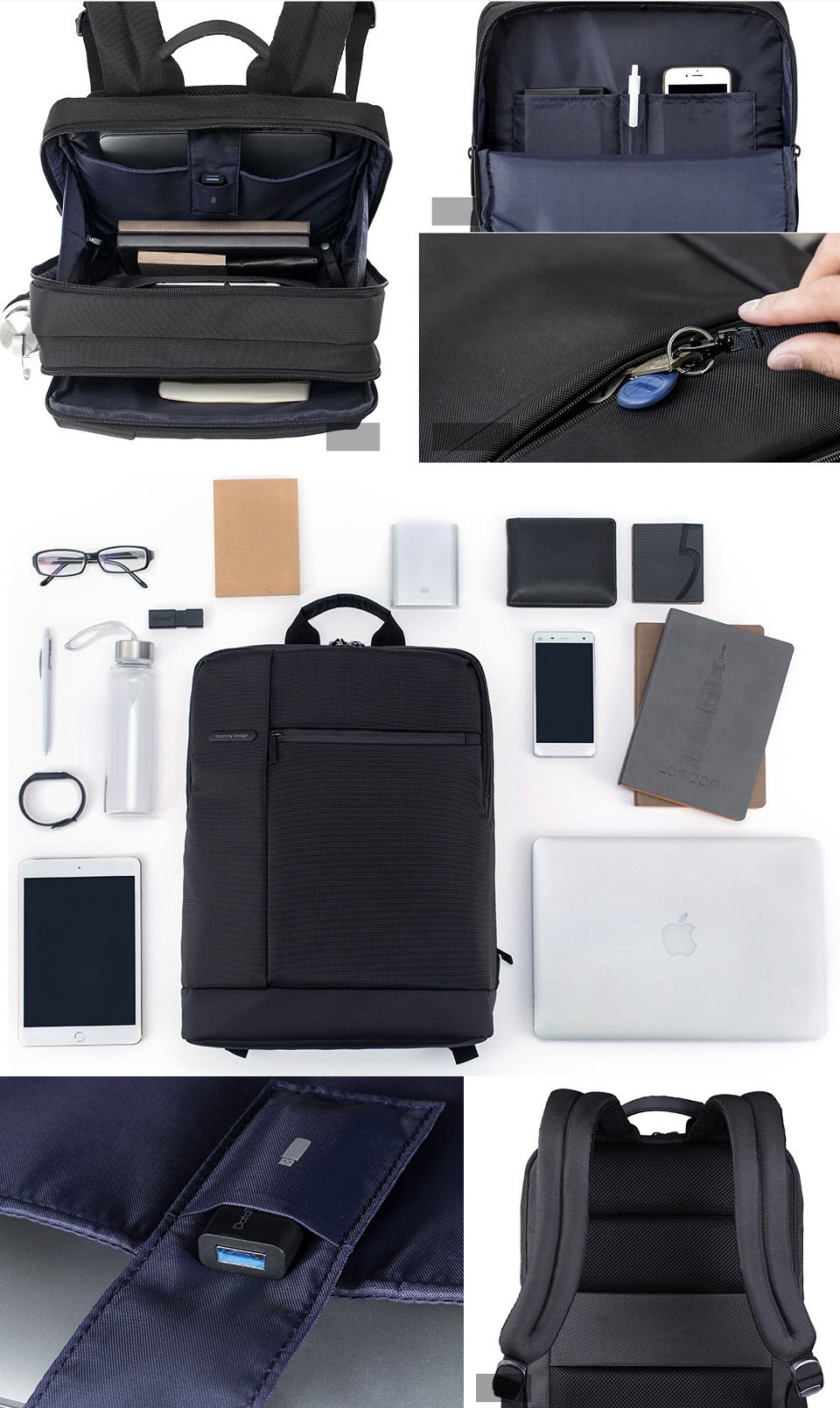 ryukzak dlya noutbuka xiaomi mi classic business backpack chyornyj